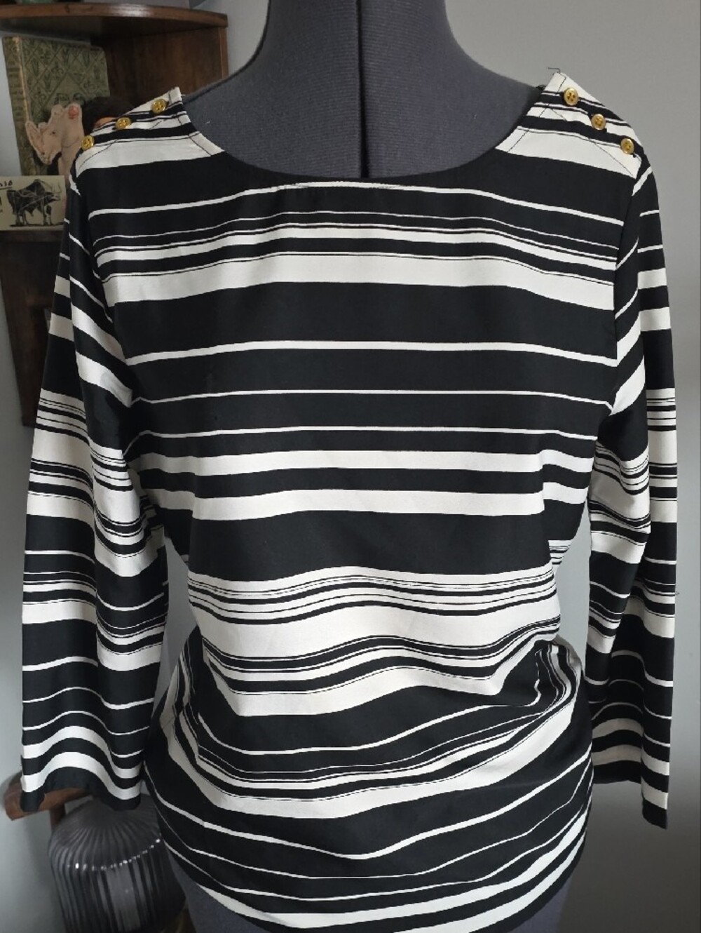 Banana Republic Black and White Striped Blouse
